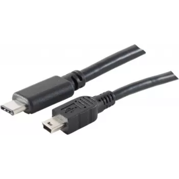 USB kabelis S/CONN 77144-1.0 USB 2.0 1 m USB C Mini-USB B juodas