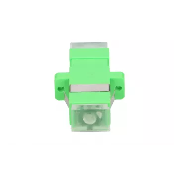 Skaidulinės optikos adapteris Extralink SC/APC SingleMode Simplex su skaidriais dulkių dangteliais, žalias