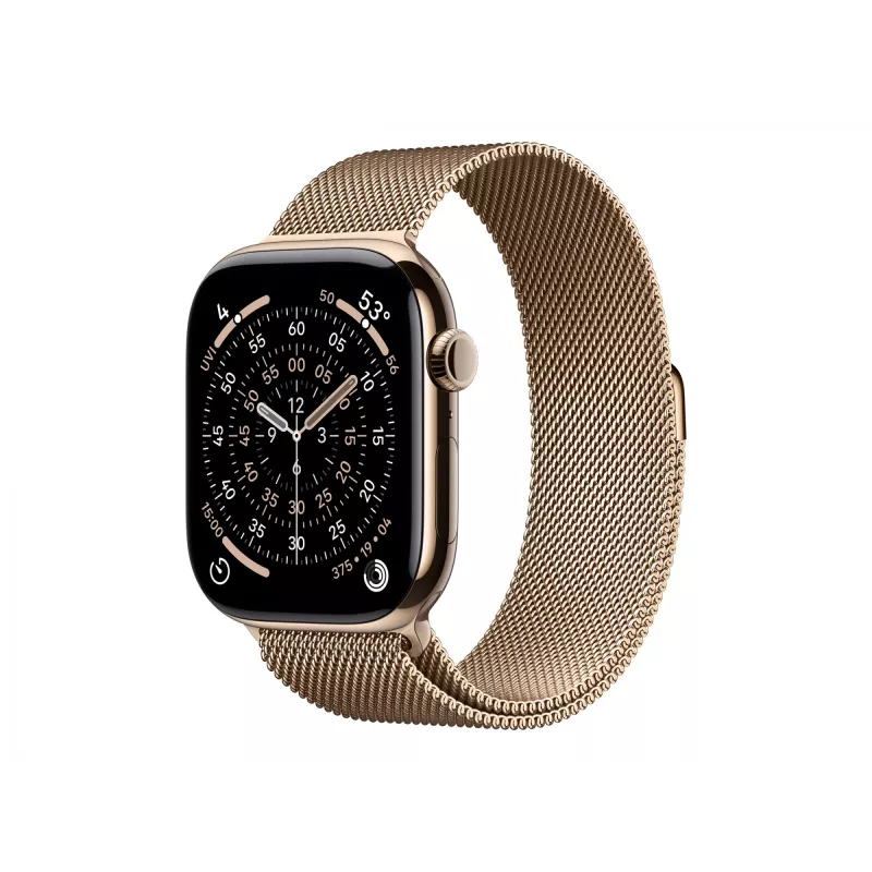Apple Watch Series 11 GPS + Cellular 46mm Auksinis Titanio Korpusas su Auksine Milano Kilpa Juosta - S/M (MFD74ZR/A)