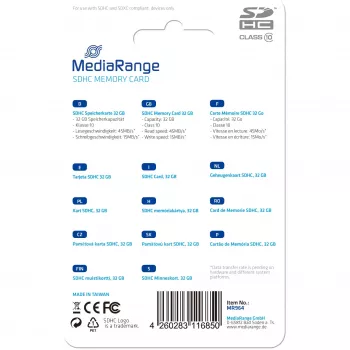 MediaRange 32GB SDHC Class 10 atminties kortelė (MR964)