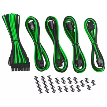 CableMod CM-CAB-CKIT-N86KKLG-R ilginimo rinkinys maitinimo kabeliams — 8 ir 6 kontaktų, juoda/žalia