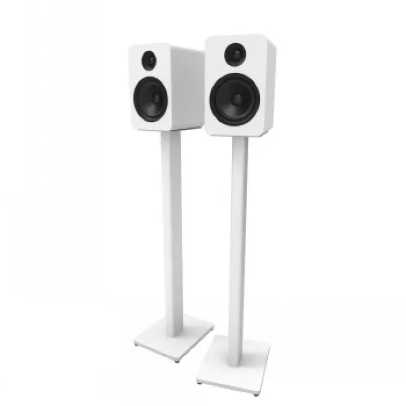 Grindinis stovas garsiakalbiams KANTO AUDIO ST34W – universalus reguliuojamo aukščio stovas lentyniniams garsiakalbiams, baltas