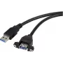 Renkforce USB kabelis USB 3.0 USB-A kištukas, USB-A lizdas 1,00 m juodas montavimui su užrakinimo varžtu RF-5720388