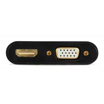 Gembird A-HDMIM-HDMIFVGAF-01 adapteris iš HDMI kištuko į HDMI lizdą + VGA lizdą, su garsu ir maitinimo jungtimi