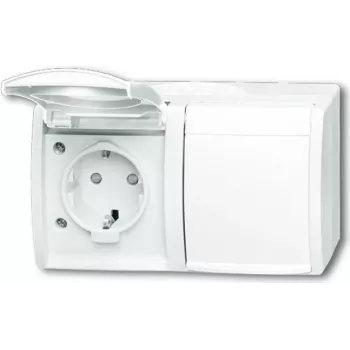 BUSCH JAEGER 2084-0-0723 - Kištukinis lizdas CEE 7/3 - 2P+E - Baltas - IP44 - 250 V - 16 A