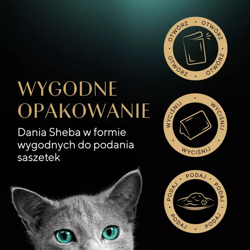 Šlapias kačių ėdalas Sheba vištiena antiena kalakutiena 85 g pakelis (80 × 85 g) suaugusioms katėms, drėgnis 86 %