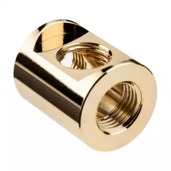 EK Water Blocks EK-Quantum Torque Splitter 3F T -Gold žalvarinis adapteris 28 mm aukštis 2,3 cm skersmuo