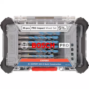 Gręžimo ir sukimo antgalių rinkinys Bosch PRO 35 dalių 2608522518 – metalo, medžio ir mūro gręžtuvai bei sukimo antgaliai