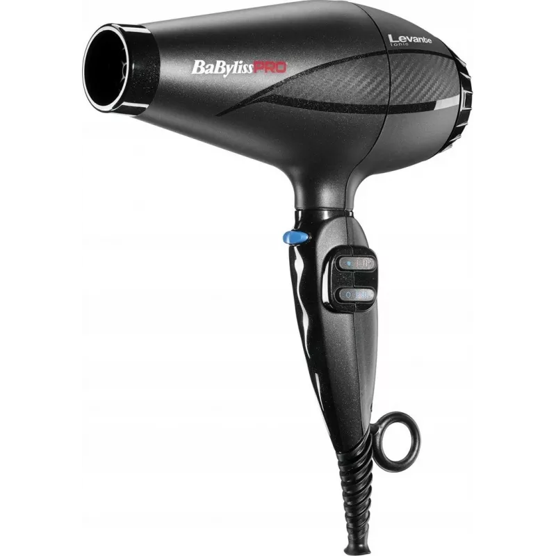 Plaukų džiovintuvas BaByliss PRO Levante 2100 W, AC variklis, joninis, 2 šilumos/2 greičio, juodas