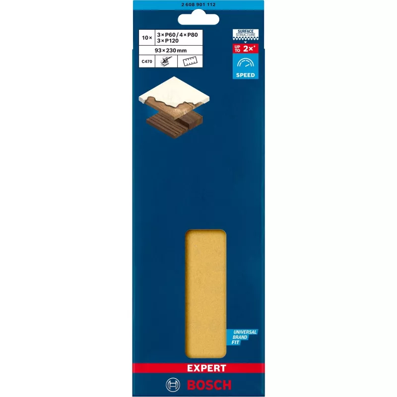 Šlifavimo popieriaus lakštai Bosch EXPERT 2608901112 93x230 mm – rinkinys 10 vnt.