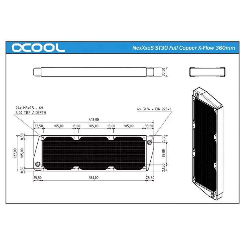 Radiatorius Alphacool NexXxoS ST30 Full Copper X-Flow 360 mm (14230)
