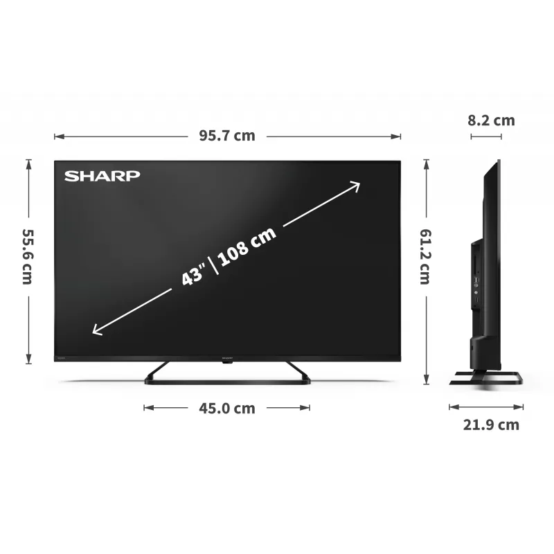 Sharp 43HP6265E 43 colių UHD išmanusis televizorius Google TV juodas