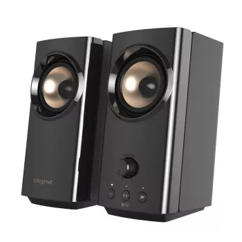 CREATIVE T60 2.0 Kompaktiniai Hi-Fi staliniai garsiakalbiai su aiškiu dialogu ir erdviniu garsu, Sound Blaster SmartComms Kit, USB-C garso ir mikrofono bei ausinių prievadais