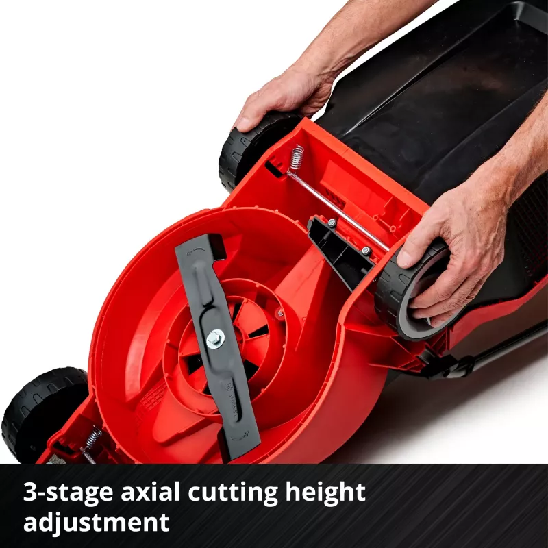 Belaidis stūmiamas vejapjovė EINHELL GE-CM 18/30 Li — 18V, 3,0Ah, 30 cm pjovimo plotis, 25 L žolės rinktuvas