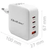 Kroviklis QOLTEC 51828 140W GaN 3×USB‑C PD + 1×USB‑A QC 3.0 – kelių prievadų greitasis kroviklis