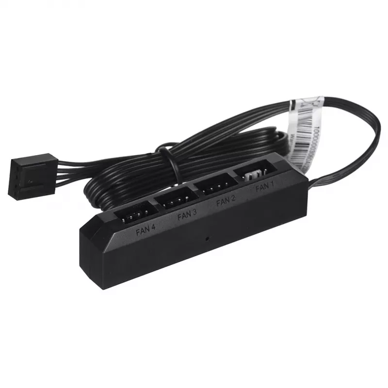 Ventiliatorių šakotuvas DeepCool FH-04 — 20 kontaktų ATX į 4× 3 kontaktų Molex, 0,55 m laidas, juodas