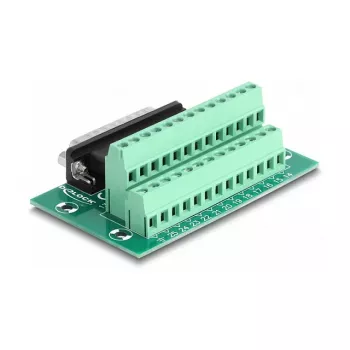 DeLOCK D-Sub 25 kontaktų kištukinis adapteris į gnybtų bloką, tvirtinamas ant DIN bėgelio, 51mm x 86mm x 30mm