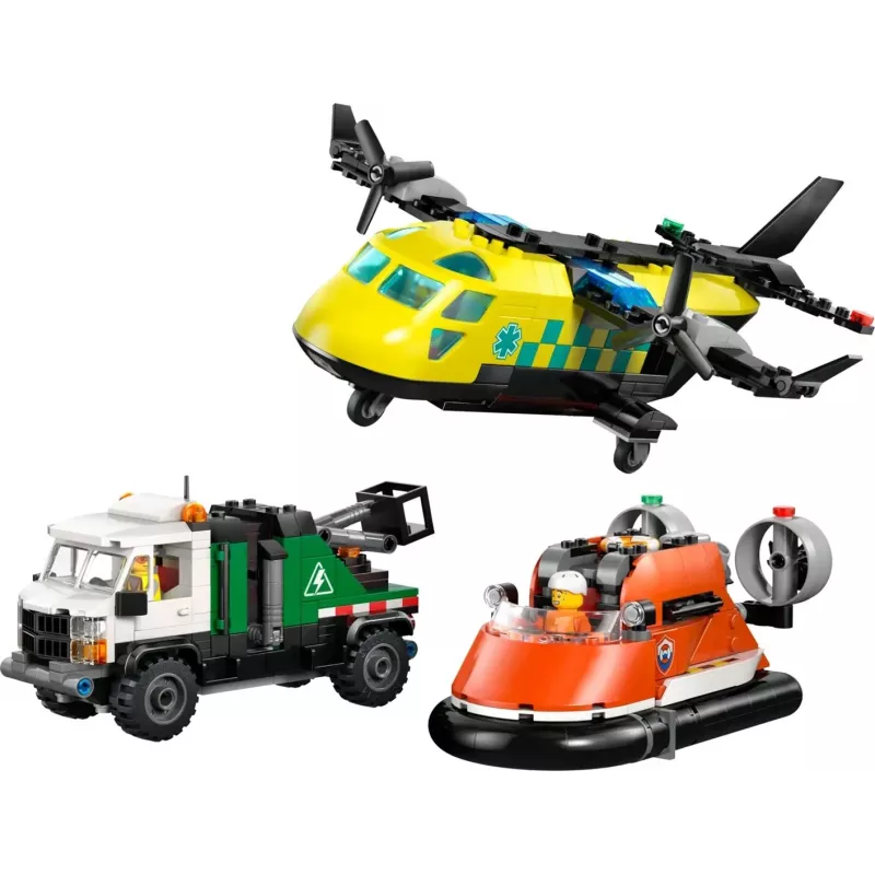 LEGO CITY 60505 Lėktuvas, aptarnavimo sunkvežimis ir oro pagalvės laivas