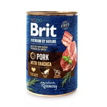Šlapias šunų ėdalas Brit Premium by Nature Kiauliena su trachėja 400 g, be grūdų, visų veislių ir amžiaus