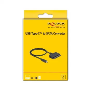 DeLOCK 63803 adapterinis kabelis USB C 22-pin SATA juoda 0,5 m