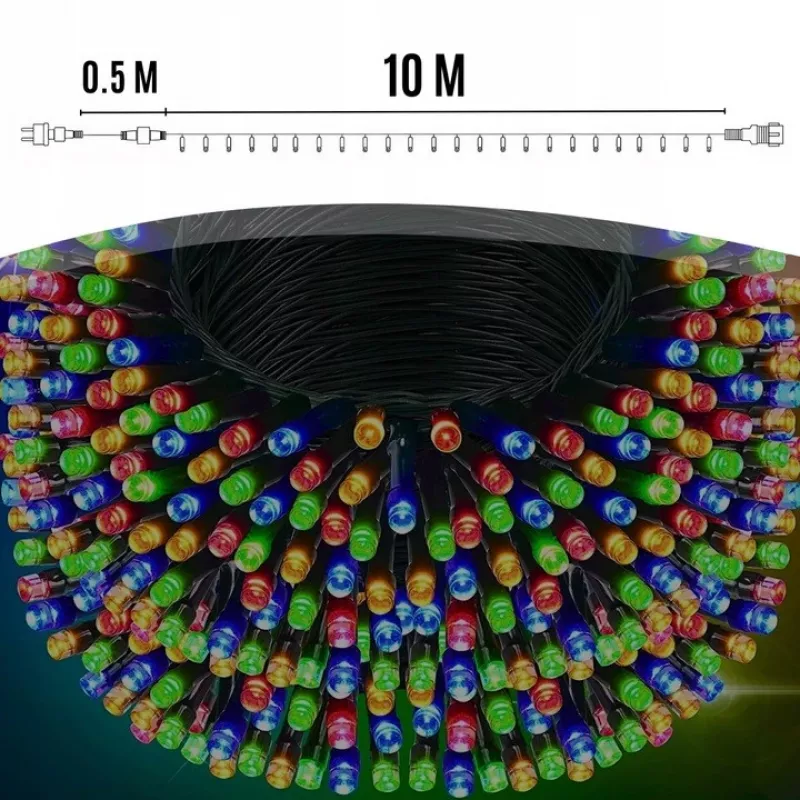 Extralink EX.95535 baterinės kalėdinės girliandos, 100 LED, daugiaspalvės, 10,5 m