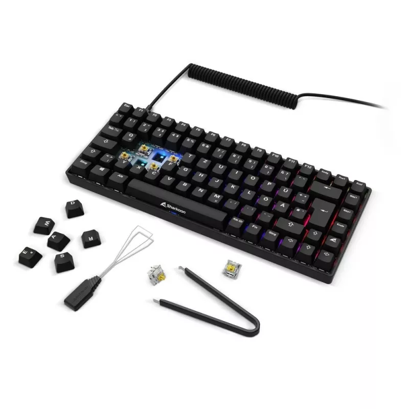 Mechaninė žaidimų klaviatūra Sharkoon Skiller SGK50S3 PBT Black Yellow RGB