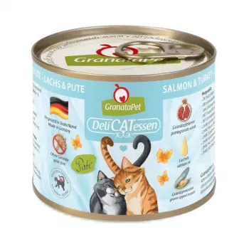 Šlapias ėdalas katėms Fox4Pets DeliCATessen lašiša ir kalakutiena 200 g – be grūdų, be glitimo, suaugusių kačių pilnavertis ėdalas