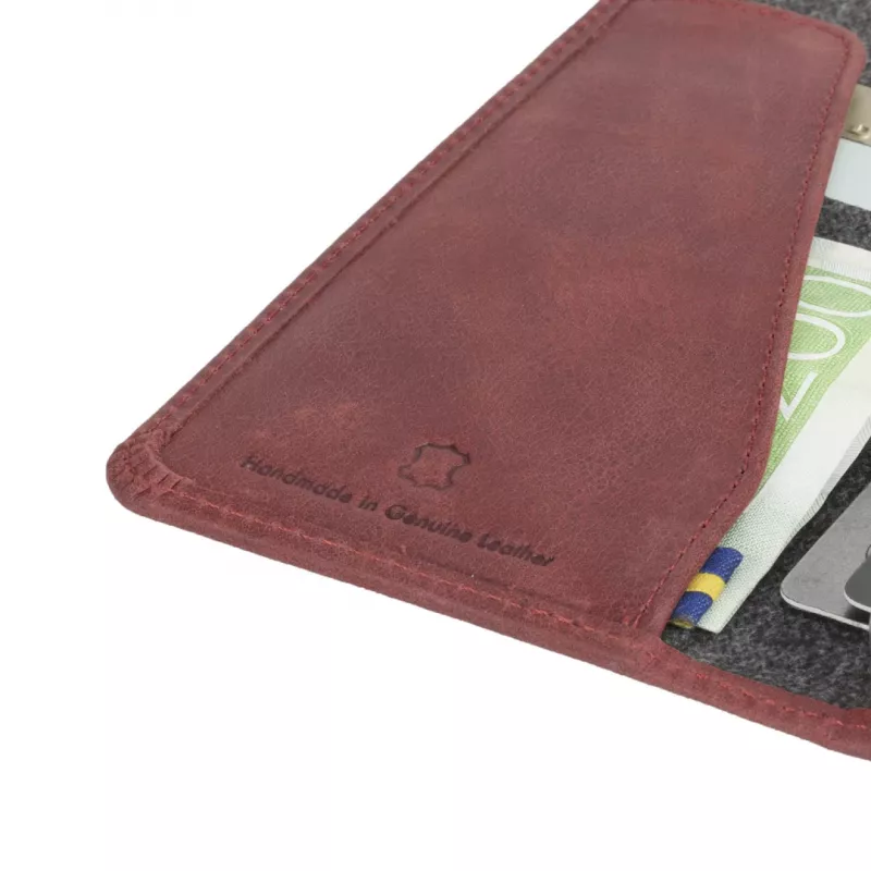 Krusell Sunne 4 Card FolioWallet dėklas iPhone XS Max, raudona, natūrali oda