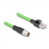Tinklo kabelis DeLOCK M12 X-koduotas 8 kontaktų kištukas į RJ45 kištuką PUR (TPU) 1 m
