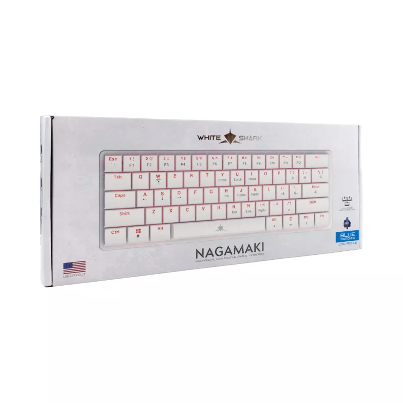 White Shark GK-006221 Nagamaki White-Mechanical-Blue.SW belaidė mechaninė klaviatūra