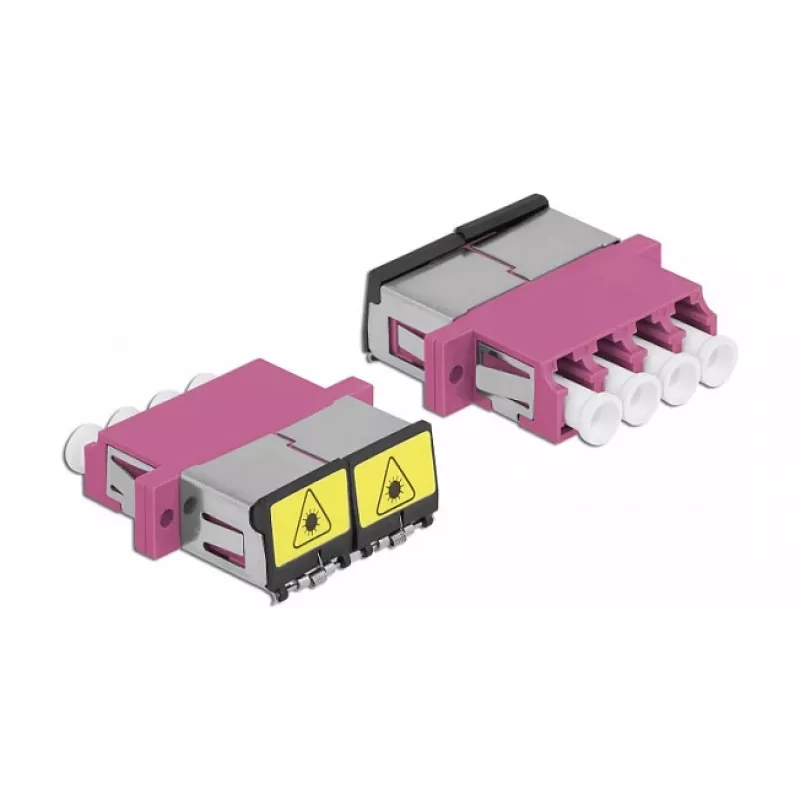 Optinis skaidulų jungiklis DeLOCK 86906 LC Quad moteriškas į LC Quad moterišką daugiamodis violetinis