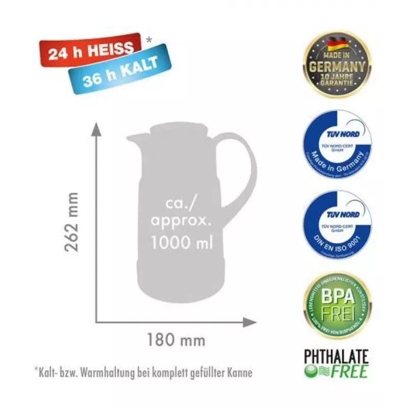 ROTPUNKT Termosas 1,0 l, ristretto (juoda)