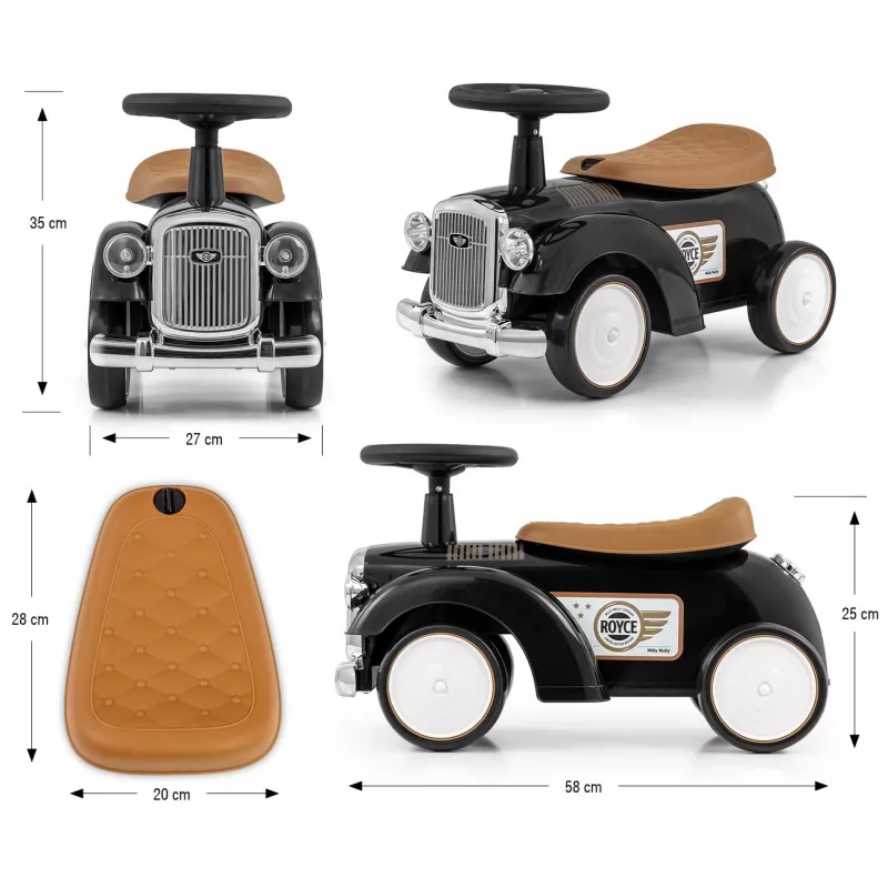 Vaikiškas stumdomas automobilis Milly Mally Royce juodas, modelis 5923