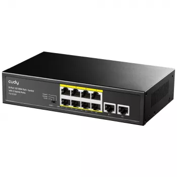 Cudy FS1010P tinklo jungiklis Fast Ethernet (10/100) Power over Ethernet (PoE) Juodas