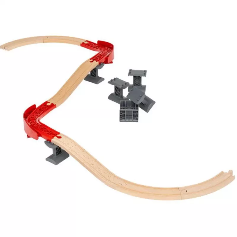 Pasaulio bėgių rinkinys Berg and Tal, geležinkelis Wood/Red, 16 dalių