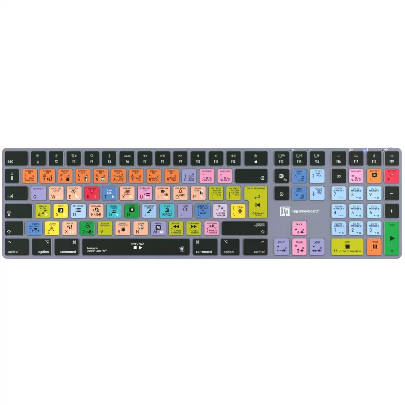 Klaviatūra LogicKeyboard Apple Logic Pro X2 Titan DE Mac — LKB-LOGXP2-TM-DE, vokiškas išdėstymas