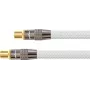 SAT antenos kabelis, IEC/Koax kištukas ir lizdas, paauksuotas, ekranavimo lygis 120 dB, 75 omų, nailono pynė balta, 20 m, PYTHON® serija (GC-M2009)