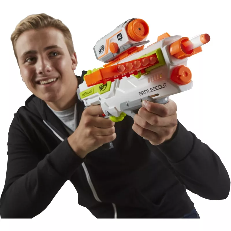 Pistoletas putplasčio strėlėms HASBRO Nerf BattleScout ICS-10 FFP B1756F030 – vieno šūvio, taktinis bėgelis