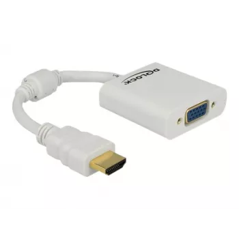 Delock Adapter HDMI-A Stecker > VGA Buchse - Videoadapter - HDMI männlich zu HD-15 (VGA) weiblich - weiß (65346)