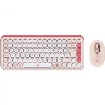 Logitech POP Icon Combo - Belaidis klaviatūros ir pelės rinkinys - Bluetooth LE - QWERTY - JAV tarptautinis - rožinė, šviesiai balta (920-013142)