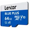 MicroSDXC atminties kortelė Lexar BLUE PLUS 64 GB UHS‑I 100 MB/s U1 V10 (mėlyna)