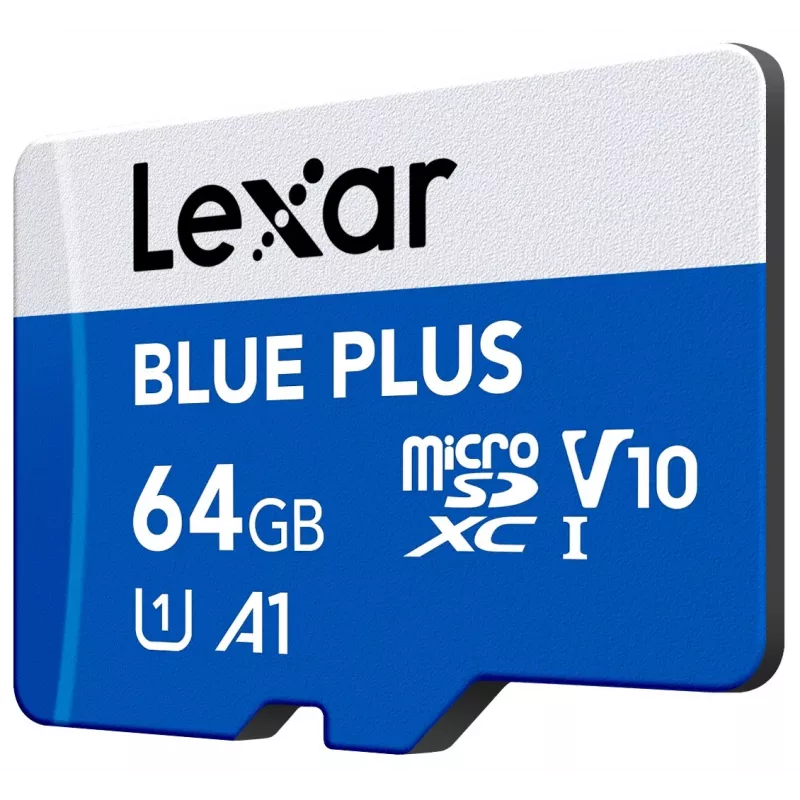 MicroSDXC atminties kortelė Lexar BLUE PLUS 64 GB UHS‑I 100 MB/s U1 V10 (mėlyna)