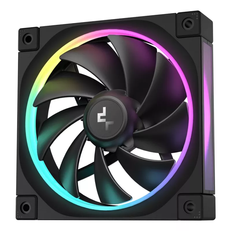 120 mm ventiliatorius DeepCool FL12 3-in-1 juodas, 120×25 mm, 2150 RPM, Fluid Dynamic Bearing, PWM, 55 CFM, 32 dB, 3 vnt. pakuotė