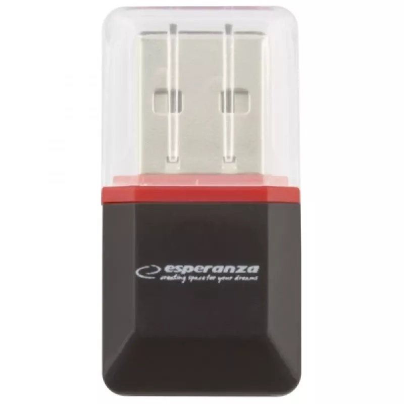 Esperanza EA134K kortelių skaitytuvas, juodas, sidabrinis, permatomas, USB 2.0