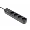 Ilgintuvas GEMBIRD TSL-PS-F4U-02 su 4 PL kištukiniais lizdais ir USB įkrovikliu, juodas