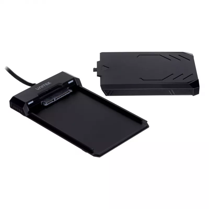Korpusas HDD/SSD Unitek Y-3036, 2,5 colio SATA III, USB 3.2 Gen 1 (5 Gbit/s), UASP, integruotas USB-A laidas, juodas