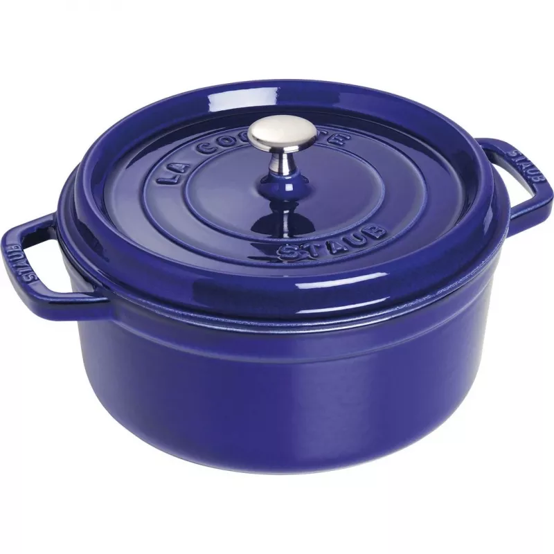 Staub 24 cm apvali ketaus puodas tamsiai mėlynas