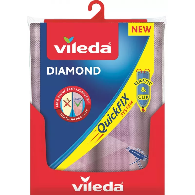 VILEDA Dimond 173333 lyginimo lentos užvalkalas standartinėms lentoms 1200×380 mm, medvilnė/polistirolas, atsparus karščiui iki 200°C
