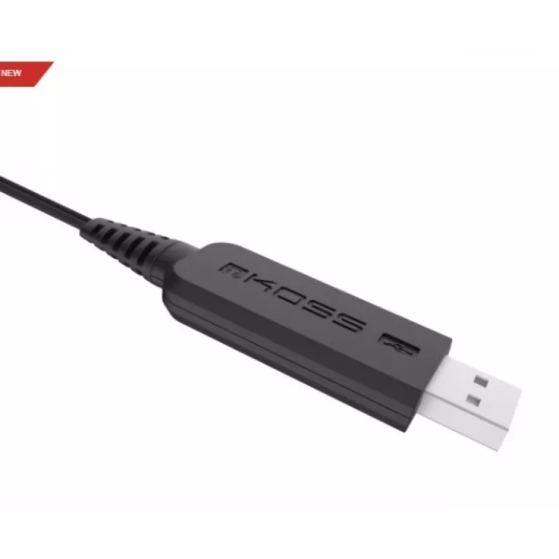 Koss CS195 USB laidinės ausinės su mikrofonu, juodos