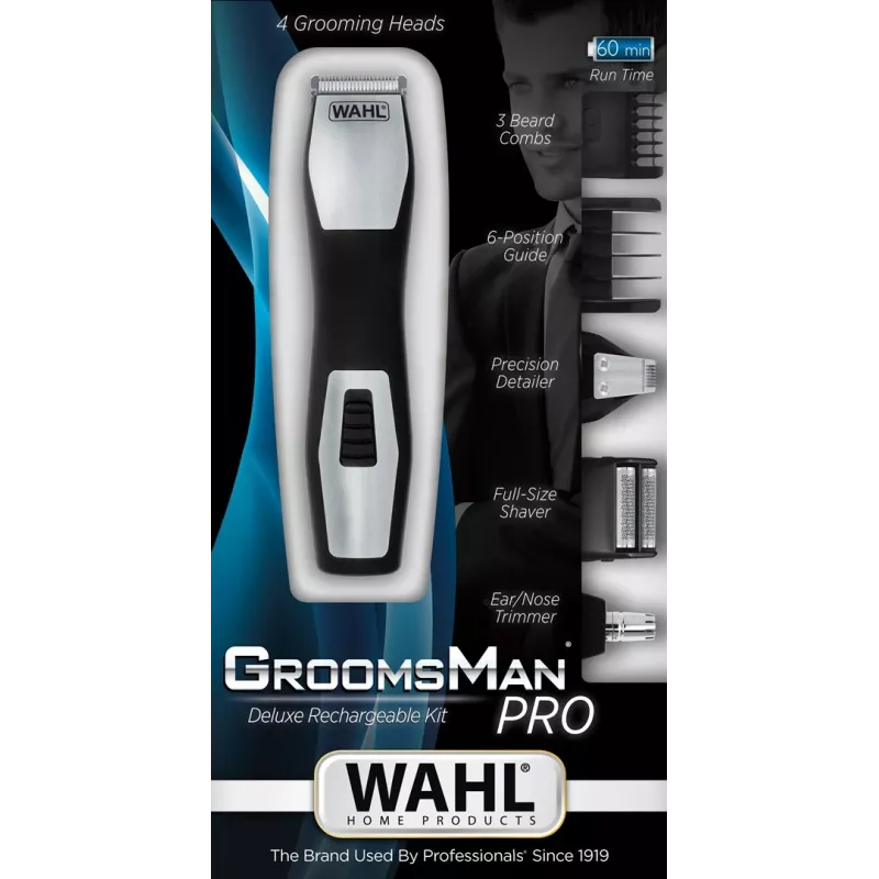 Trimeris Wahl GroomsMan Pro, akumuliatorinis, juodas, nerūdijantis plienas, 0,7 mm, 3 cm